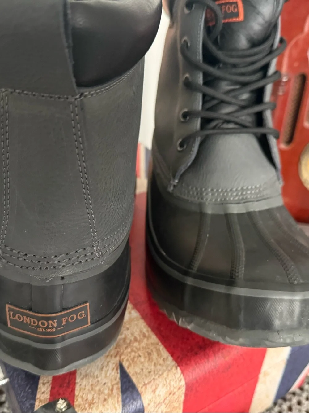 London Fog Men's Black Waterproof Short Rain Boots
